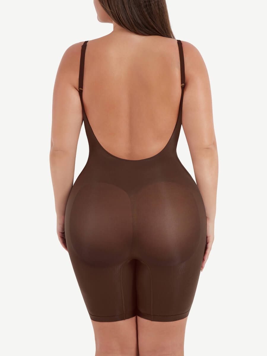 Wholesale Sculpting Seamless Open-Back Boxer with Built-in Chest Support - Shapewear for Women