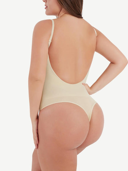 Wholesale Sculpting Open-Back Thong Bodysuit - Seamless Tummy Control & Back Support
