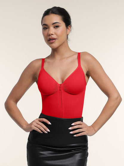 Wholesale Seamless Plunge Bodysuit with Inner Chest Support & Built-in Bra Features