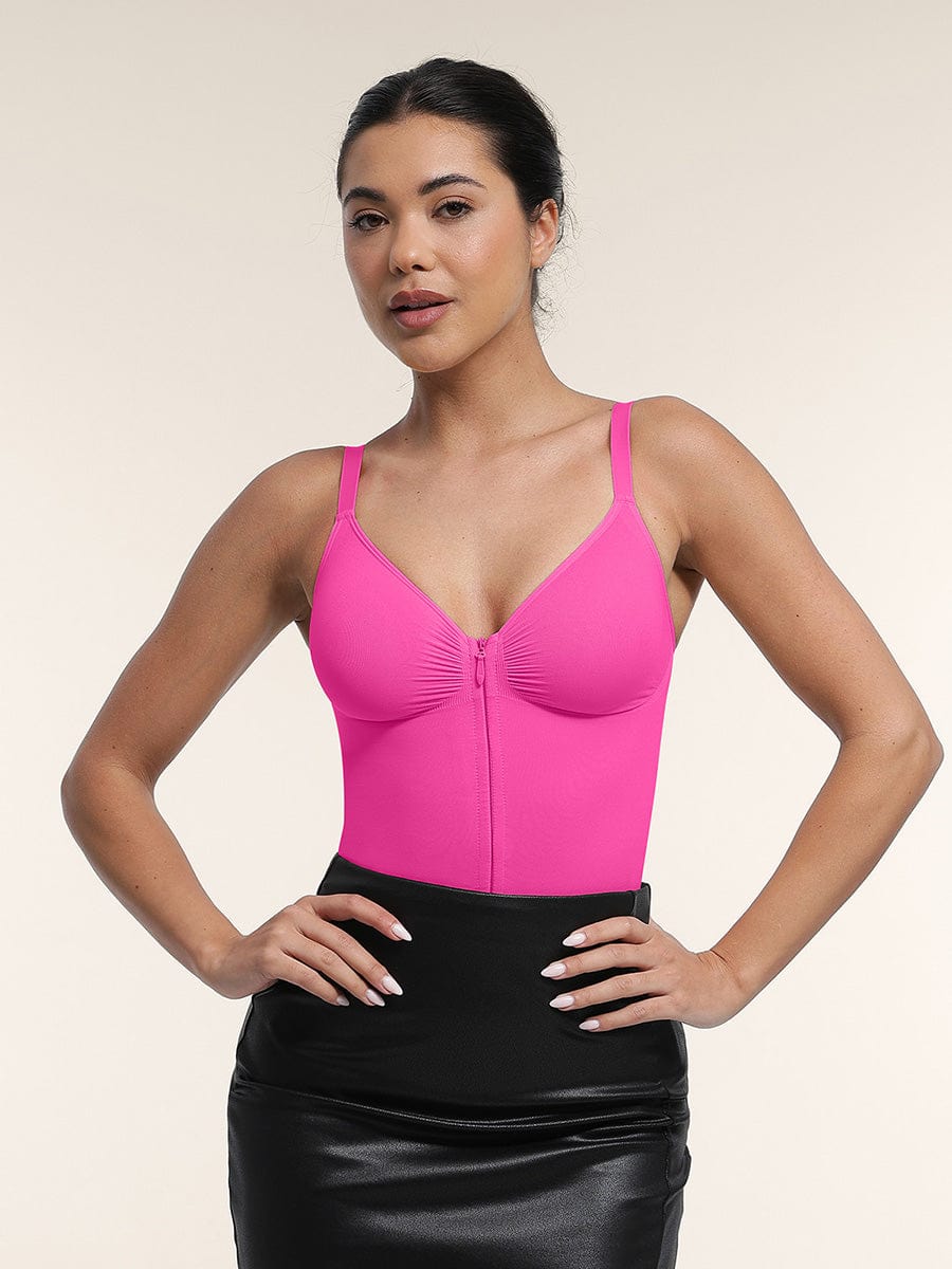 Wholesale Seamless Plunge Bodysuit with Inner Chest Support & Built-in Bra Features