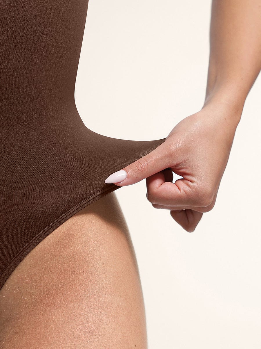 Wholesale Seamless Plunge Bodysuit with Inner Chest Support & Built-in Bra Features