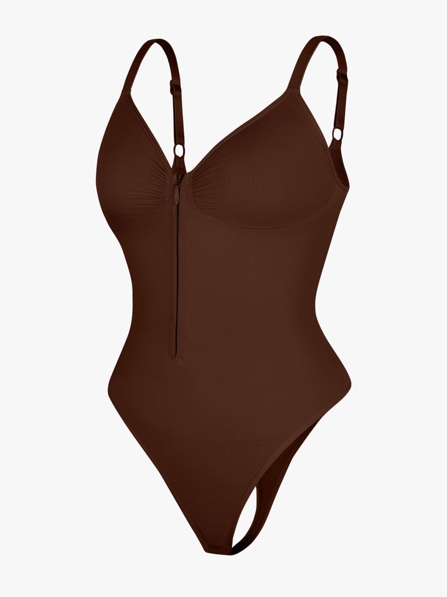 Wholesale Seamless Plunge Bodysuit with Inner Chest Support & Built-in Bra Features