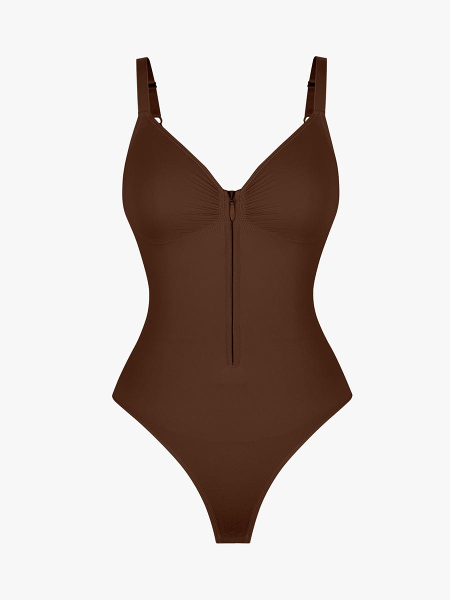 Wholesale Seamless Plunge Bodysuit with Inner Chest Support & Built-in Bra Features