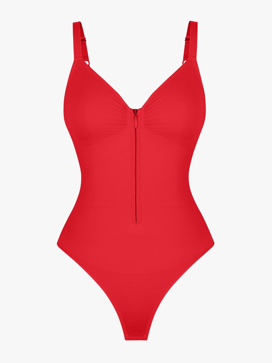 Wholesale Seamless Plunge Bodysuit with Inner Chest Support & Built-in Bra Features