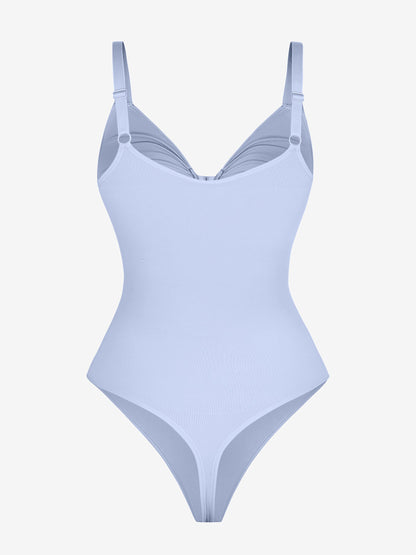 Wholesale Seamless Plunge Bodysuit with Inner Chest Support & Built-in Bra Features