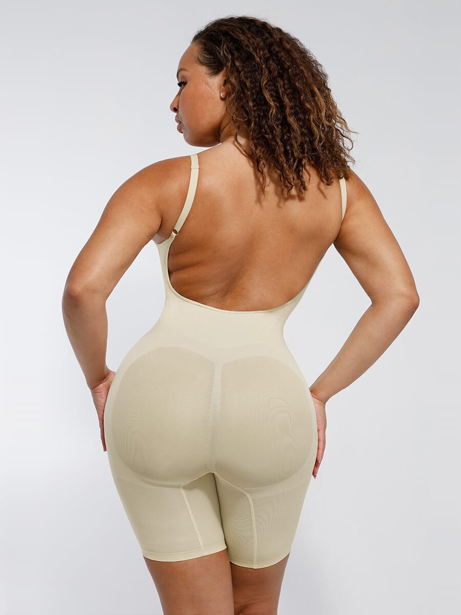 Wholesale Sculpting Seamless Open-Back Boxer with Built-in Chest Support - Shapewear for Women