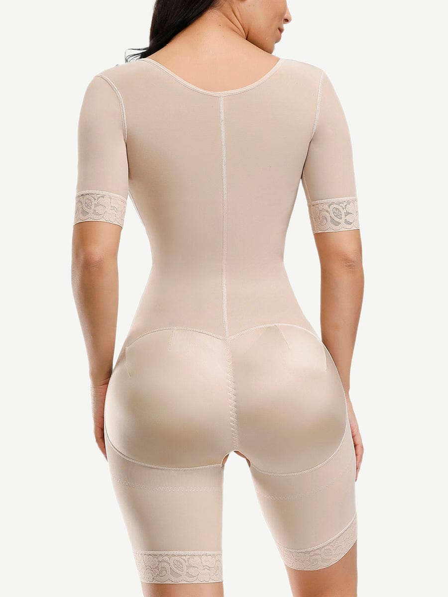 Wholesale Natural Color Lace Full Body Shaper with Zipper and Open Crotch - Slimming & Butt Lifting